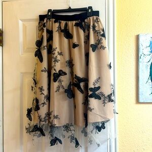 Black + Beige Butterly Skirt